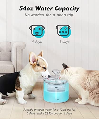 NPET WF100 Чешма за вода за котки, 54 грама/1,6 л, Автоматичен Диспенсер за вода за домашни любимци, 2 режима на