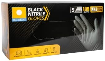 Големите Ярки Химически Устойчиви за Еднократна употреба Нитриловые ръкавици. Кутия (100 ръкавици). Черен. Без прах. Без латекс.