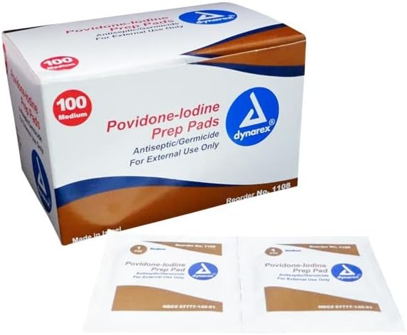 Антисептични Подложки за приготвяне на Повидон-йод, Бактерицид Първа помощ, 100 Опаковки