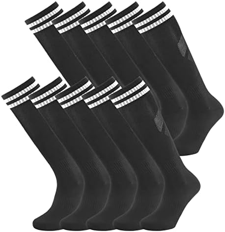 Мъжки футболни чорапи Elfcool, 10 двойки, Софтбольные Бейзболни Чорапи Над Прасците, Шарени чорапи до коляното За спортен