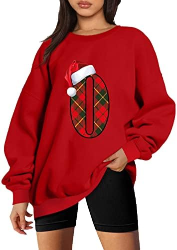 Дамски коледна hoody с писмото принтом, свободно намаляване, забавен коледен пуловер, Коледна шапка на дядо коледа,