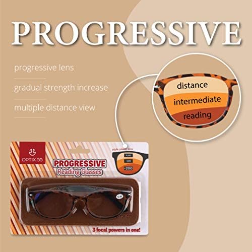 Очила за четене Оптикс 55 Progressive за мъже и Жени | Мультифокальные Ридеры с Антирефлексно покритие