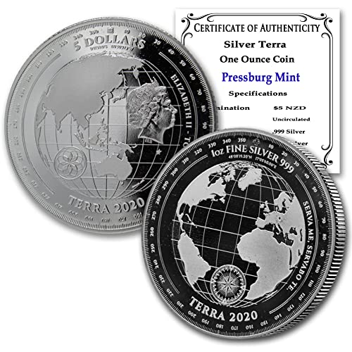 2020 TK Токелау Сребърна монета Terra с тегло 1 унция, Брилянт, без лечение (БУ в капсула) със сертификат за автентичност