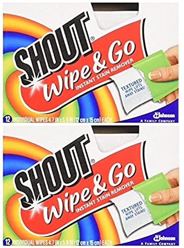 Салфетки Shout - Преносими Кърпички за отстраняване на петна, опаковки от 2 кърпички, брой салфетки 24, Цветни
