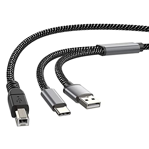 pingping 2в1 USB Кабел за принтер с USB C до MIDI Кабел Кабел за принтер, USB MIDI Кабел C USB към USB B
