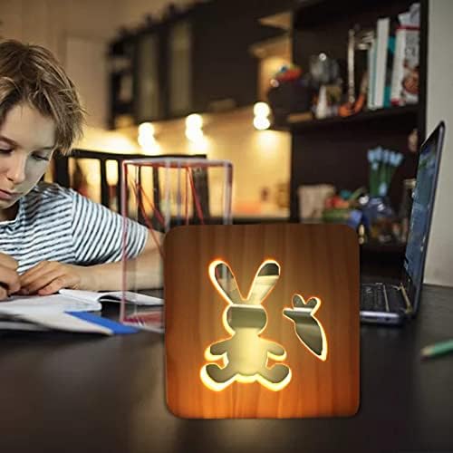 Cakina нощна светлина във формата На Динозавър, Дървени Нощни Лампа във формата на Зайче Великден, 3D Led Оптичен лека