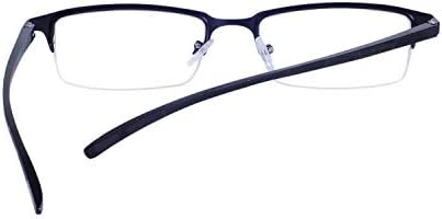 JoXiGo Сини Светозащитные Очила за Мъже, Реколта Правоъгълна Метална Дограма в Полукръгла Рамки с Прозрачни