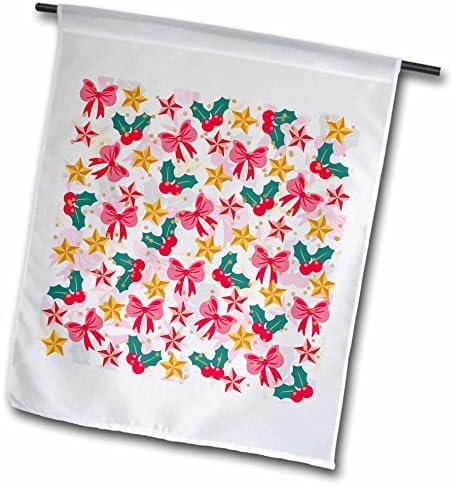 3. Начертайте празничен коледен модел от Звездите, вратовръзки-пеперуди, растения Падуба на розови флажках (fl_355735_2)