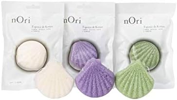 Подходящи NORI основната коняк Sponge 3 опаковки под формата на миди / Лавандула, чист, със зелен чай / за всеки тип кожа, почиства