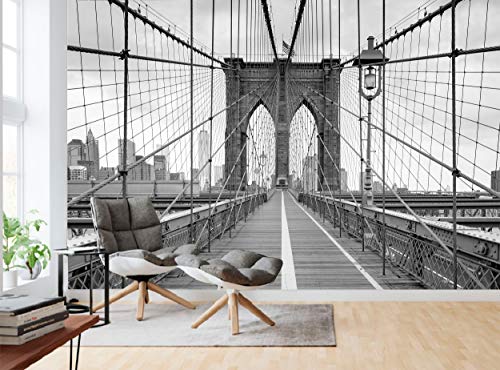Градските Фотообои – Бруклинския мост – Стенни Пана с Участието на Ню Йорк, Стенен Декор (144x100 инча - 366x254 см), на