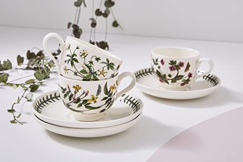 Чаена чаша и чинийка Portmeirion Botanic Garden | Комплект от 6 чаши с разнообразни флорални мотиви | 7 грама Чаени чаши