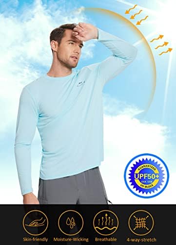 BALEAF Мъжки Слънчеви Ризи UV SPF Риболовна Риза UPF 50 + С Дълъг Ръкав Защита От Акне Плуване Бързосъхнеща