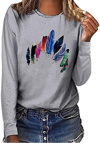 Горната Риза за Момичета Есенно-Летни Дрехи Regular Fit Памук Топ с кръгло деколте и дълги ръкави и Графичен Дизайн Случайни