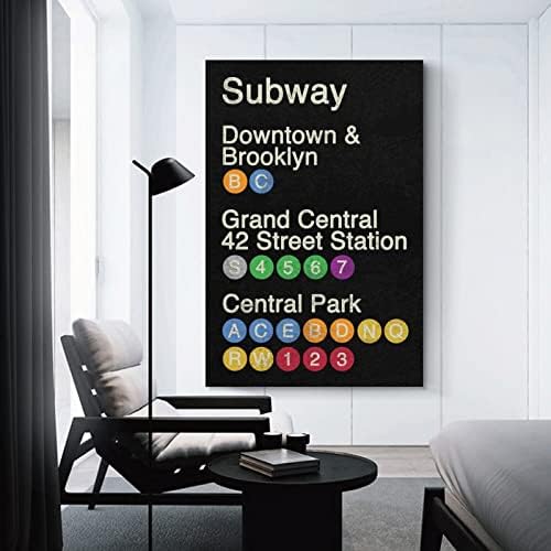 Плакати и Щампи Винтажное изкуство в Ню Йорк Изкуството на метрото на Таймс Скуеър Гараж Бар Клуб Украса Платно