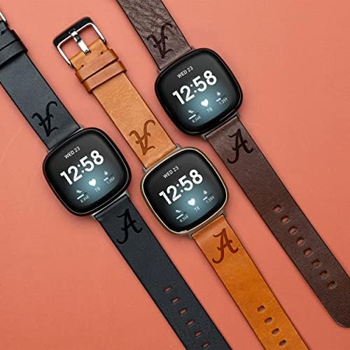 Афинитетът Bands Crimson Tide Кожена каишка за часовник Премиум-клас, който е съвместим с Fitbit Versa 3 и Sense