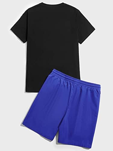 Мъжко облекло от две части, Мъжки тениски с анимационни шарени и къси панталони с завязками на талията (Цвят:
