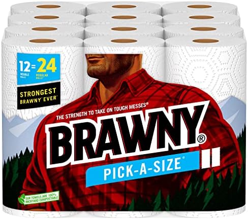 Хартиени кърпи Brawny® Pick-A-Size®, 12 Двойни ролки = 24 обикновен рулонам