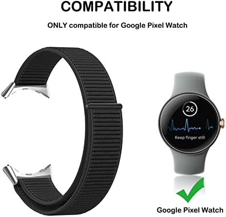 BXKM е Съвместим с каишка за часовник Google Pixel, Мек Спортен Найлонов ремък с кука и линия, взаимозаменяеми