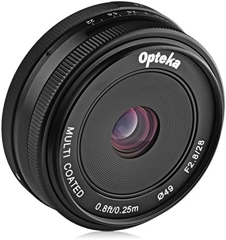 Обектив Opteka 28mm f/2.8 HD MC с ръчно фокусиране Prime за цифрови фотоапарати Fuji X Mount APS-C