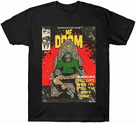 CUICAN MF Doom Тениска С Плакат Мъжка Тениска Женска Детска Мека Тениска с Къс Ръкав Черна