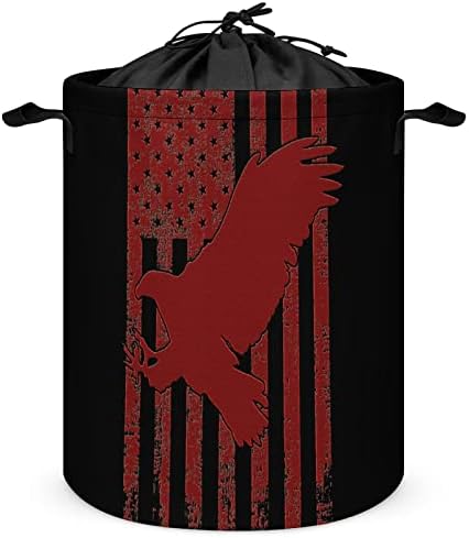 Кошница за дрехи с Орел и Американския Флаг, Закрывающаяся на Шнур, Чанти за Съхранение на дрехи за Пътуване