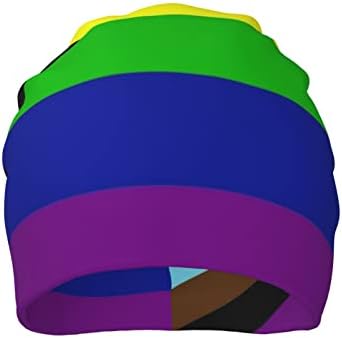 DEUNAHOS Флаг Гордост Трансджендър Вязаная Хет-Бини за Трансджендър ЛГБТ Мека Зима и Топло Вязаная Шапка С Череп за Мъже