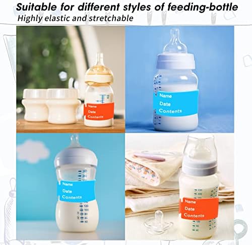 Jyongmer 12 БР. Етикети за бебешки бутилки за дневни грижи, за Многократна употреба Силиконови Етикети за бутилки за