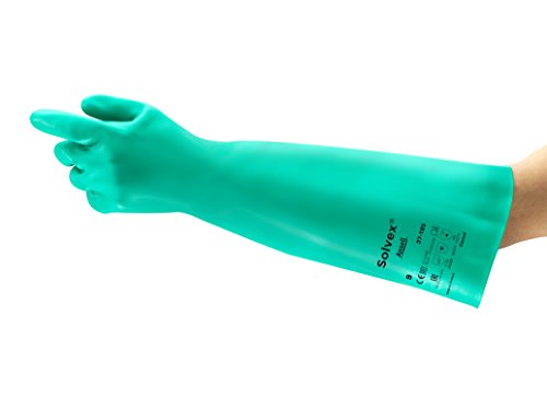 Ръкавица от нитрил Ansell Sol-Досаждам 37-185, Химически устойчиви, с прав маншет, с дължина от 18 сантиметра, с дебелина 22