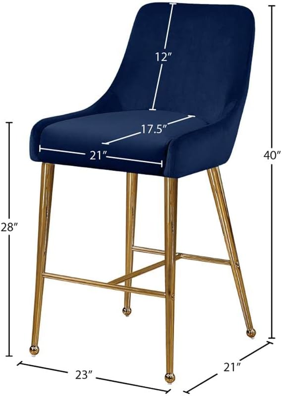 Meridian Furniture Owen Collection Модерен Стол с кадифена тапицерия и полирани метални крака златист цвят,