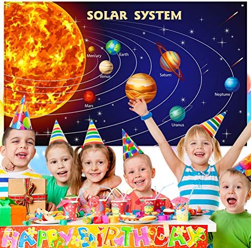 Украса за парти в Слънчевата система, е Много Голям Текстилен Плакат с Планетите на Слънчевата система за Космическа партита,