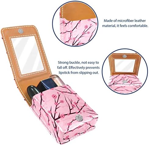 Мини-Калъф за Червило с Огледало за Чантата, Организация Преносим Калъф Pink Sakura