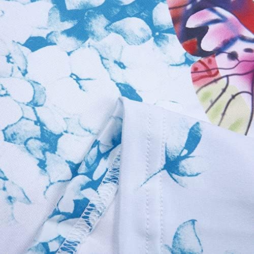 Дамска Риза с копчета, Дамски Ежедневни Модна Тениска с V-образно деколте и дълъг Ръкав с принтом Пеперуди, Женска