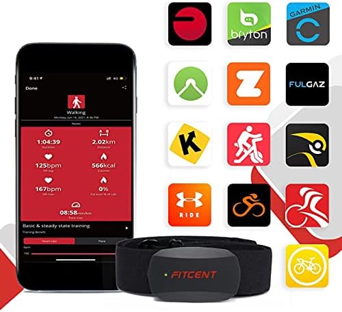 Гърдите Колан, за да Пульсометра FITCENT, Bluetooth ANT + Сензор за Сърдечната Честота за спортни часа Peloton