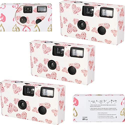3 Опаковки за Еднократна употреба Фотоапарат за Сватбени Сърца за Еднократна употреба Филмова Камера със Светкавица, за