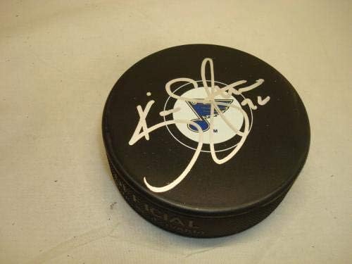 Кевин Шаттенкирк подписа хокей шайба Сейнт Луис Блус с автограф на PSA/DNA COA 1E - за Миене на НХЛ с автограф