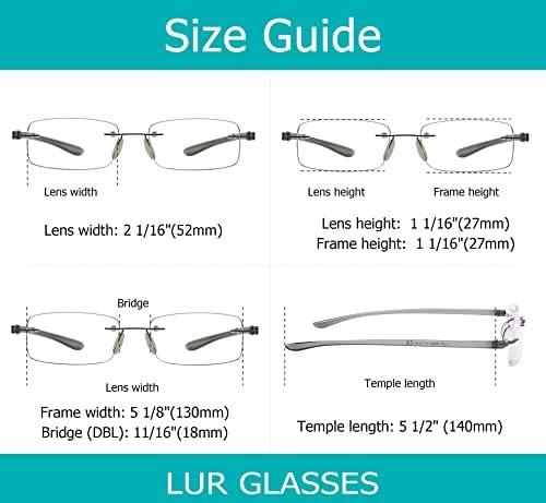 LUR 7 опаковки очила за четене без рамки + 4 опаковки класически очила за четене (общо 11 двойки ридеров + 1,25)