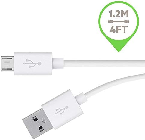 преносимото Дълъг (10 фута) кабел за зареждане Micro USB ienza контролери за Xbox One и Playstation PS4 (бял)