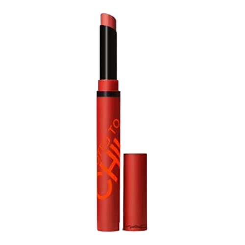Червило MAC Powder Kiss Velvet Blur Тънък Stick Lipstick - 877, Посветена на Чили (топло тухла-червен)