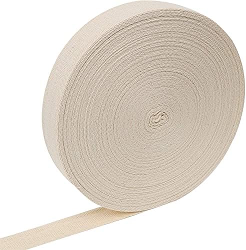 Teemico 1 Ролка Саржевой лента от естествен памук ширина 55 ярда 2 инча, Лентата на коледна елха (бежовата, 5 см)