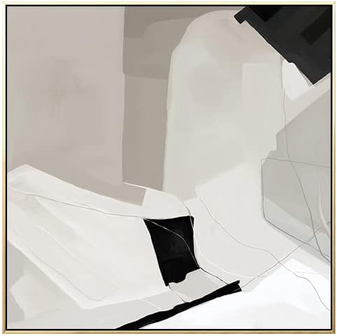 Модерна Скандинавско Квадратна Абстрактна Декоративна Живопис, е Черно-Бяла Проста Стенни Картини за Хол, Спалня,