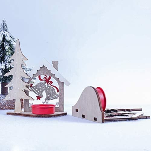 Amosfun Коледни Светлини Дървени Свещници с Елени Непринуден Декор Коледно Мантия