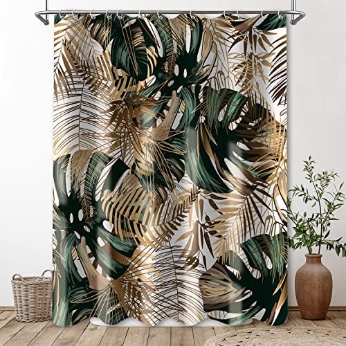 Тънка Зелена Хавайски Тропически душ Завеса за Душ, Тъканни Завеси за душ с Тропически листа, Завеси за Баня,