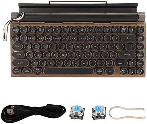 Клавиатура за пишеща машина, Жичен ретро-Механична Клавиатура, 2.4 G BT5.0 с RGB Подсветка, 83 клавиша, Реколта