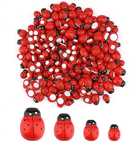 SAVITA 200 бр Малки Дървени Ladybugs, Украса на равна Подметка, Самозалепващи Етикети с Бога Коровками за Поръчка