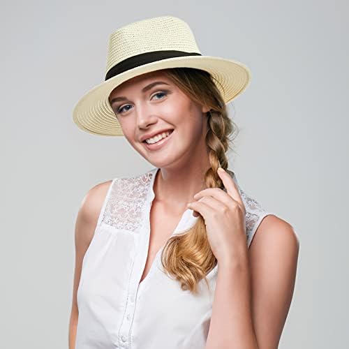 Панама Сламена шапка за жени и мъже, Сгъваеми летни Плажни слънчеви шапки, Регулируем лятна шапка с широка