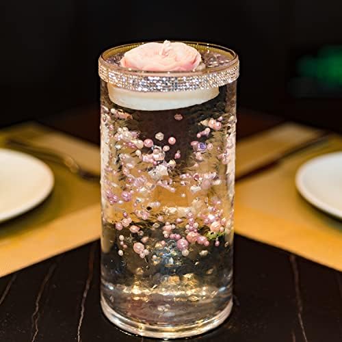 Розови Плаващи Ароматни Свещи с Пълнеж от ABS-цветни Перли Гелевых Мъниста за вода, Пълнител за Вази на Ден, Свети