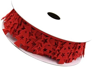 PRETYZOOM Червена Подарък Лента с Коледна печат, Лента от Нетъкан текстил, Червена Коледна Елха във формата на Петолъчна