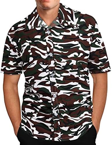 Мъжки Хавайски Камуфляжные Върхове С Цветни Геометрични Принтом, Плажни Ризи С Къс Ръкав и Отложным яка, Лятна