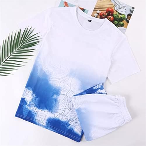 Мъжки къси панталони YCZDG, Комплект от 2 летни блузи, Градинска Однотонная плажна риза с шарени, къси Панталони (Цвят: