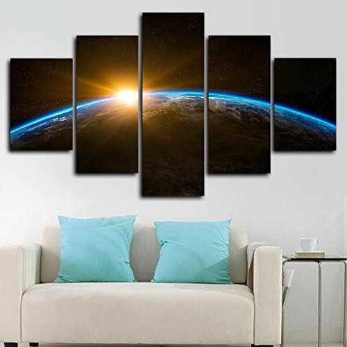 5 Панели Платно Картина Стенен Арт Декор от 5 теми Стенно Изкуство Изгрева на Слънцето на Планетата Земя, Космическата Звезда